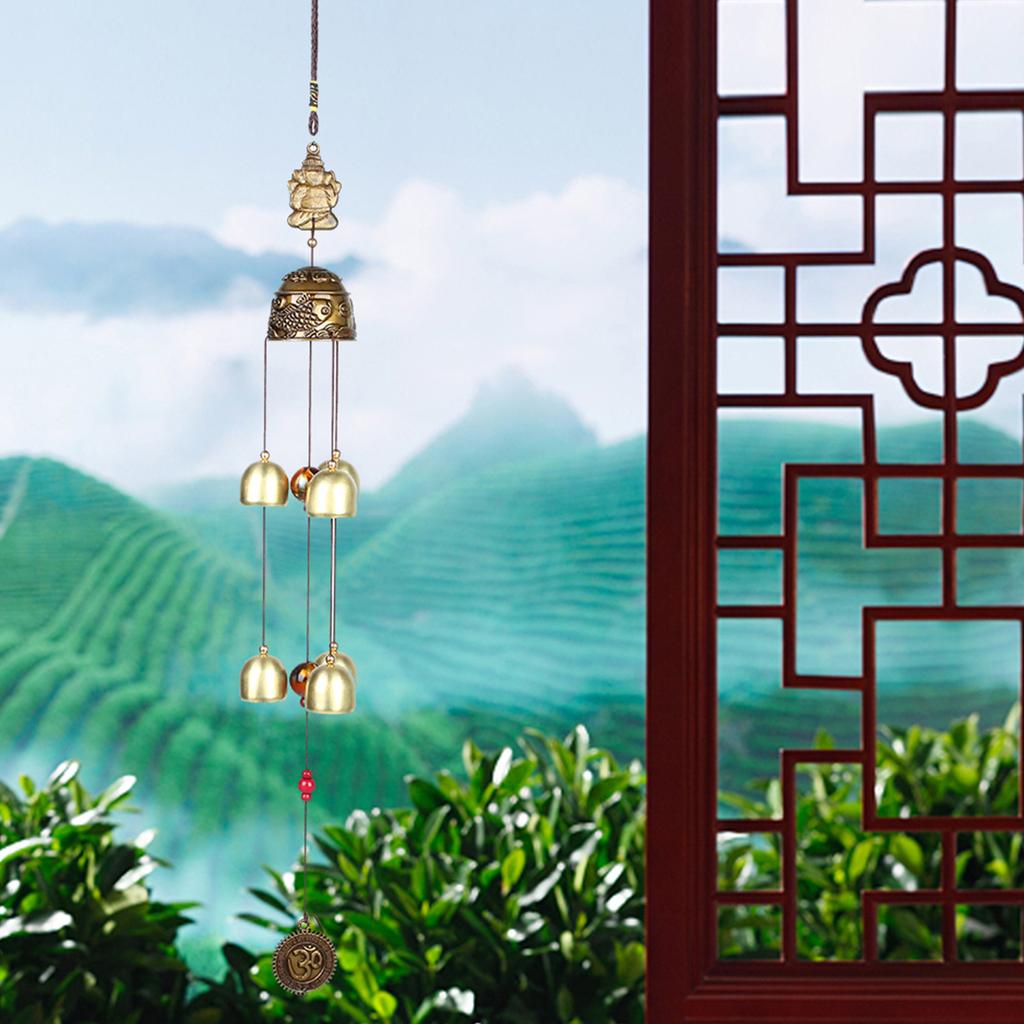 Hanging Ornament Good Luck Feng Shui Color Bells Wind Chimes China Home Decor(Leaves)