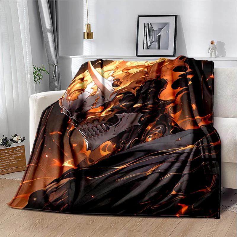 3D Bleach Kurosaki Ichigo Cartoon Anime Soft Blanket,Soft Throw Blanket for Home Bedroom Bed Sofa Travel Cover Child Gift