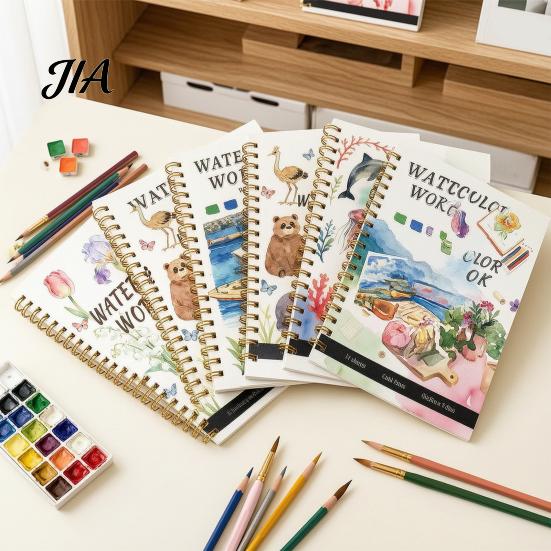 Nature Animal And Landmark Theme Watercolor Coloring Book, Clean Bright Patterns Design, Thick Educational Drawing Gift for Kids Paper Multi-theme