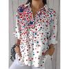 Women's Long-Sleeve Shirt Star-Print Button-Down Collar Fashionable Breathable Shirt Casual Everyday Loose-Fit Versatile Shirt