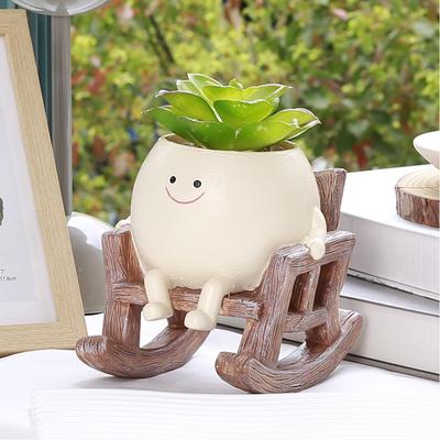 Rocking Chair Flower Pot Resin Patio Decorative Succulent Planter Garden Craft Ornament