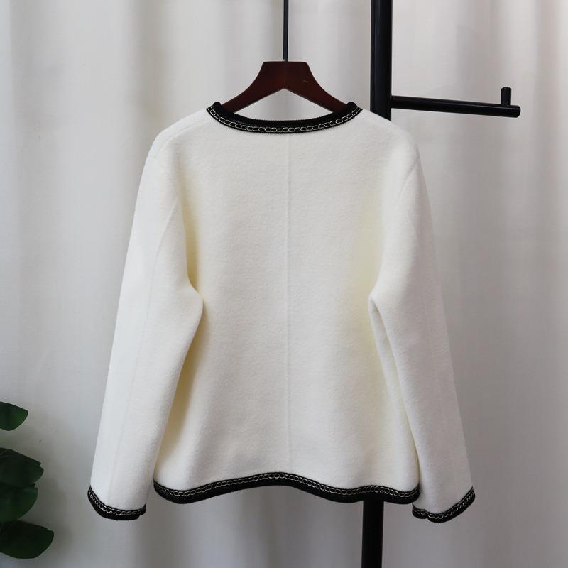 Autumn and Winter New Design Sense Knitted Double-sided Woolen Cardigan Loose Temperament Sweater Jacket Women