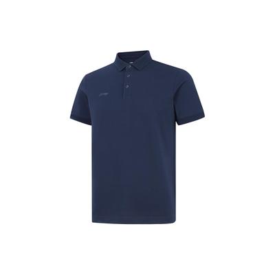 Li Ning Solid Color Moisture Wicking Quick Dry Sports Polo Shirt Men Tops Deep-Navy APLU195-2