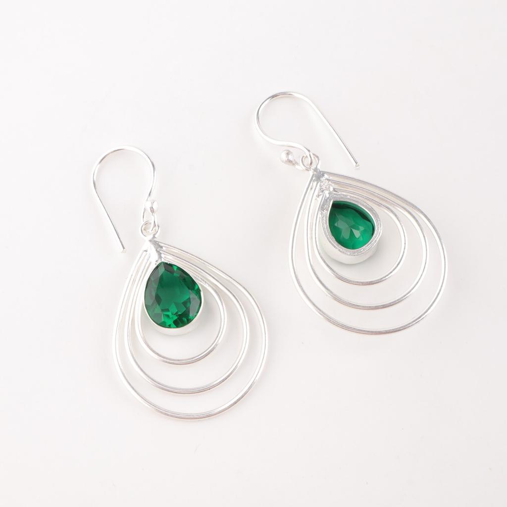 Chrome Diopside Gemstone 925 Sterling Silver Handcrafted Wedding Earrings 1.80" EE-31-9