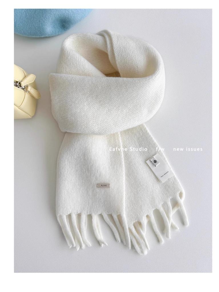 Korea selection 111 pure fringed scarf women's autumn and winter high-density solid color thickened warm versatile plush scarf