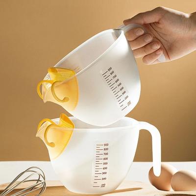 2pcs Filter Measuring Cup with Scale Egg Liquid Filter Screen Beating Egg Bowl Draining Basket Washing Rice Sieve Kitchen Tools