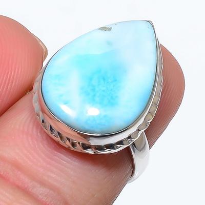 Natural Republic Larimar Gemstone 925 Solid Sterling Silver Gift Ring S.6 Q6c10