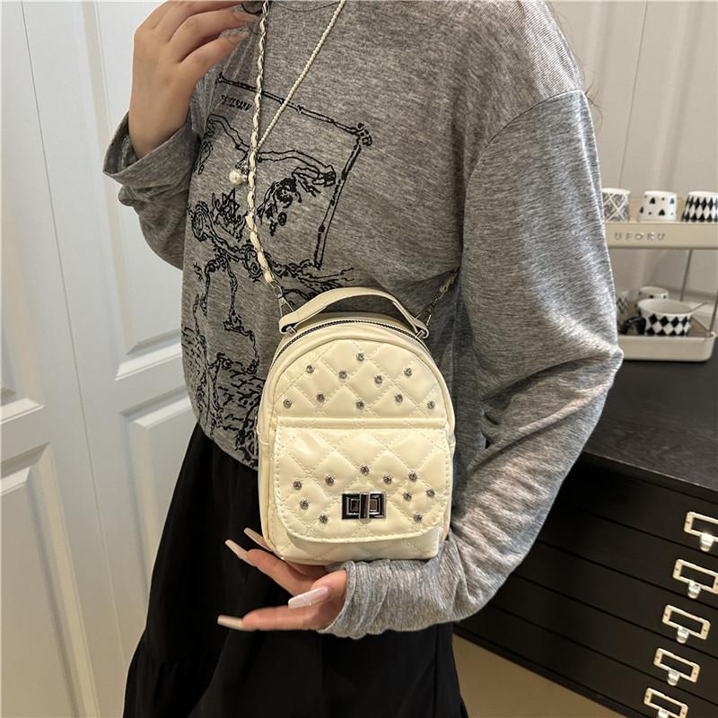 Premium Sense Niche Diamond Backpack Bag Women 2025 New Fashion Versatile Double Shoulder Bag Single Shoulder Travel Bag Tide