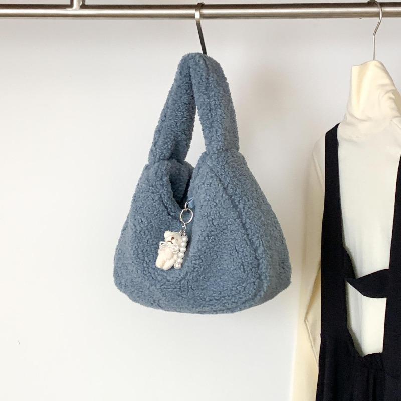 

Осень и зима сумка из овечьей шерсти нишевая повседневная универсальная шерстяная сумка новая женская сумка для поездок на работу синий