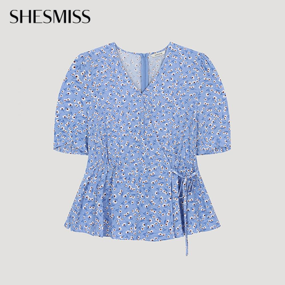 

She S miss Puff Блузка с V-образным вырезом SwwBlo22080 Bl Blue/55