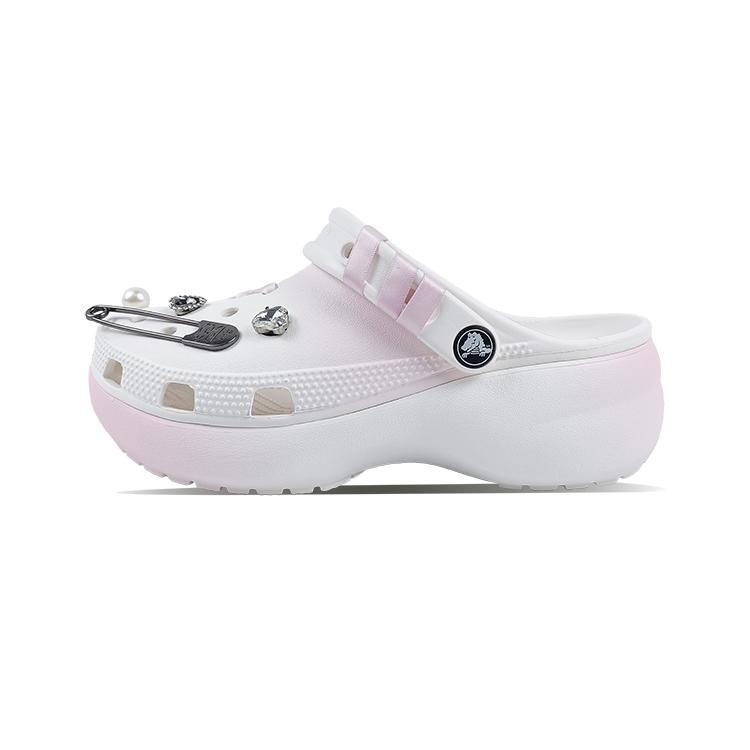 Crocs Classic Platform Clog EVA Pin Trendy Shoes Gradient Crafted Classic Cloud Dok Girly Cute Hole Shoes Women's White