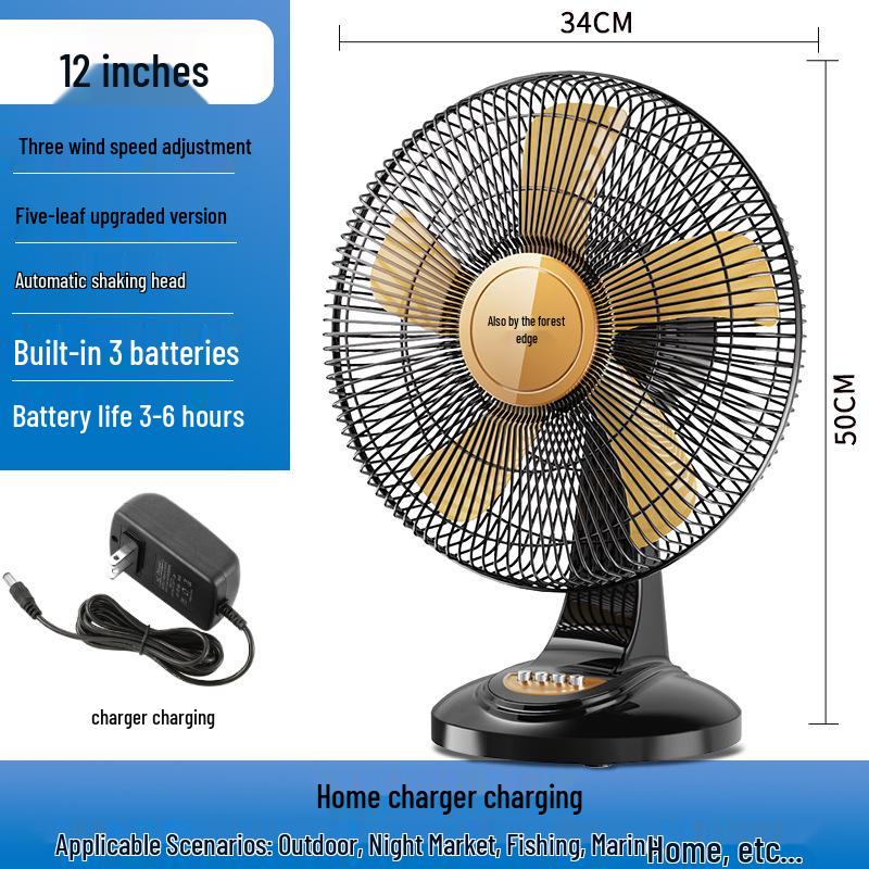 Portable 12V Solar-Powered Fan with High Airflow and Rechargeable Battery for Home, Dorm, and Outdoor Use