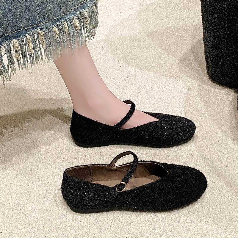 Fashion Women's Fashion Flat Shoes Autumn New Round Head Shallow Mouth Suede Soft Sole Anti-slip Wear-resistant Low-top Shoes