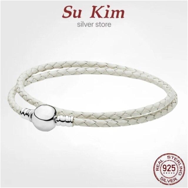 Die neuen 0sale echtes Leder Ball & Barrel Verschluss Charme Armbänder Armreif Fit Europa Perlen Schlange feine Armbänder Jewely