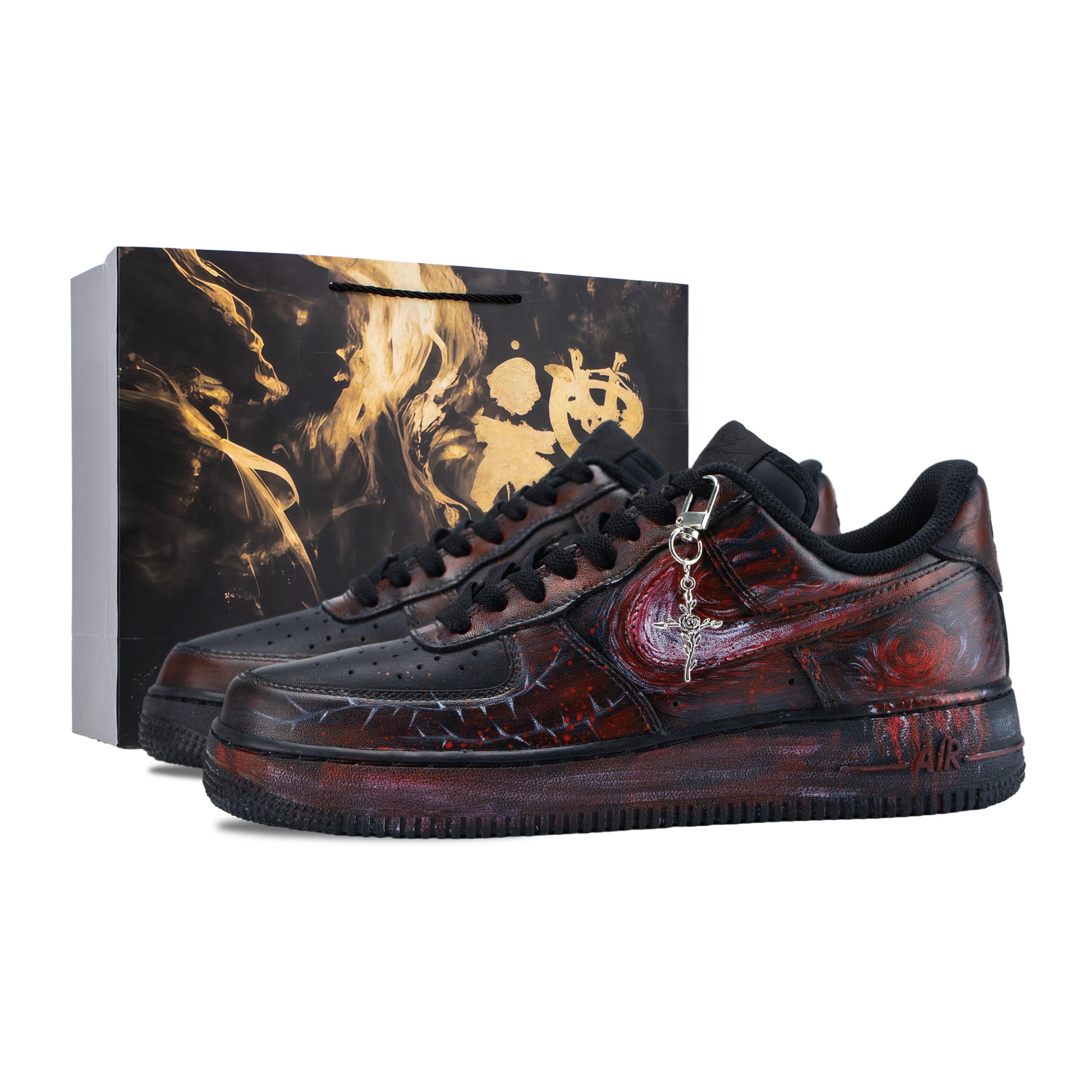 

Nike Air Force 1 Night Ash Rose Cushioning Breathable Low top Skateboard Shoes Unisex Black Red CW2288-001(Team626-) 36