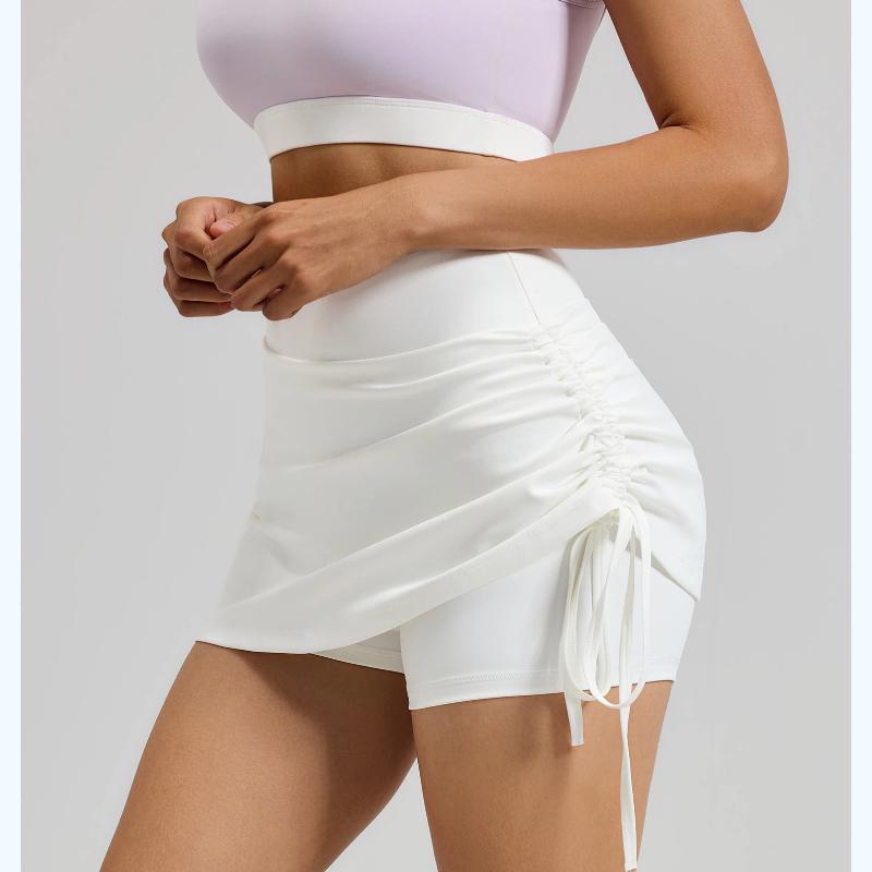 New Summer Wrinkled Sports Skirt Female Anti Exposure High Waisted Running Fake Two Piece Short Yoga Shorts for Women