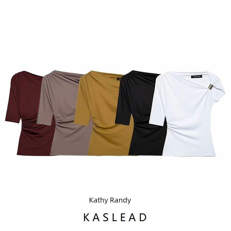 Kaslead New Arrival Women's Clothing Fashion Style Fashion All-Match Nylon Asymmetric Minimalist Tops 1026164