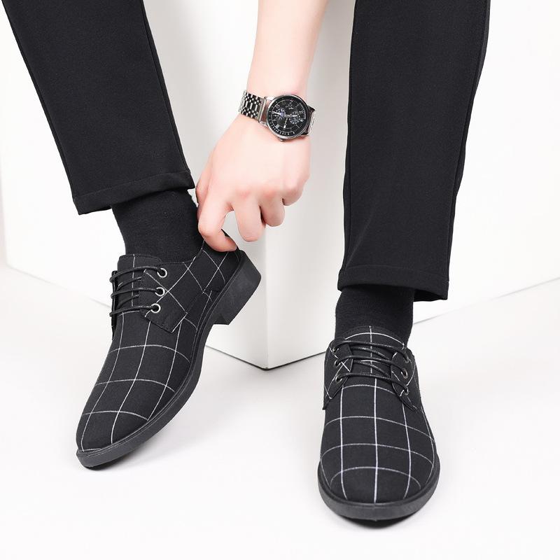 

Весенне-осенние туфли из британской ткани, деловые туфли, кожаные туфли, мужские туфли, парусиновые туфли на подкладке, туфли на шнуровке, туфли для костюма, мужские повседневные туфли 39