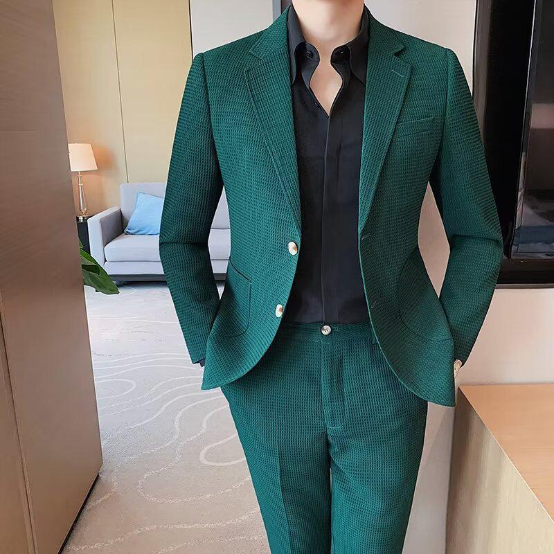 Men's Slim Fit Light Luxury Casual Blazer – Iron-Free British Style Fashion Suit