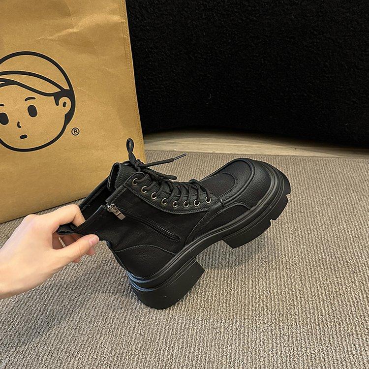 

Мода 2024 года, лидер продаж, винтажные высокие сапоги на толстом каблуке для женщин, осень и зима, новый тренд, модный микс, ботильоны на среднем каблуке 40 чёрный