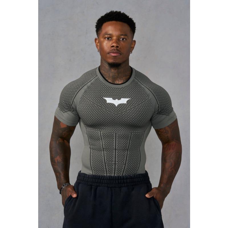 Hengyuan12 Heren Spier Quick Dry Skinny Fit Korte Mouw Atletisch T-shirt Sportschool Training Fitness Hardlopen Sport Bodybuilding Mannen Casual Shirt L
