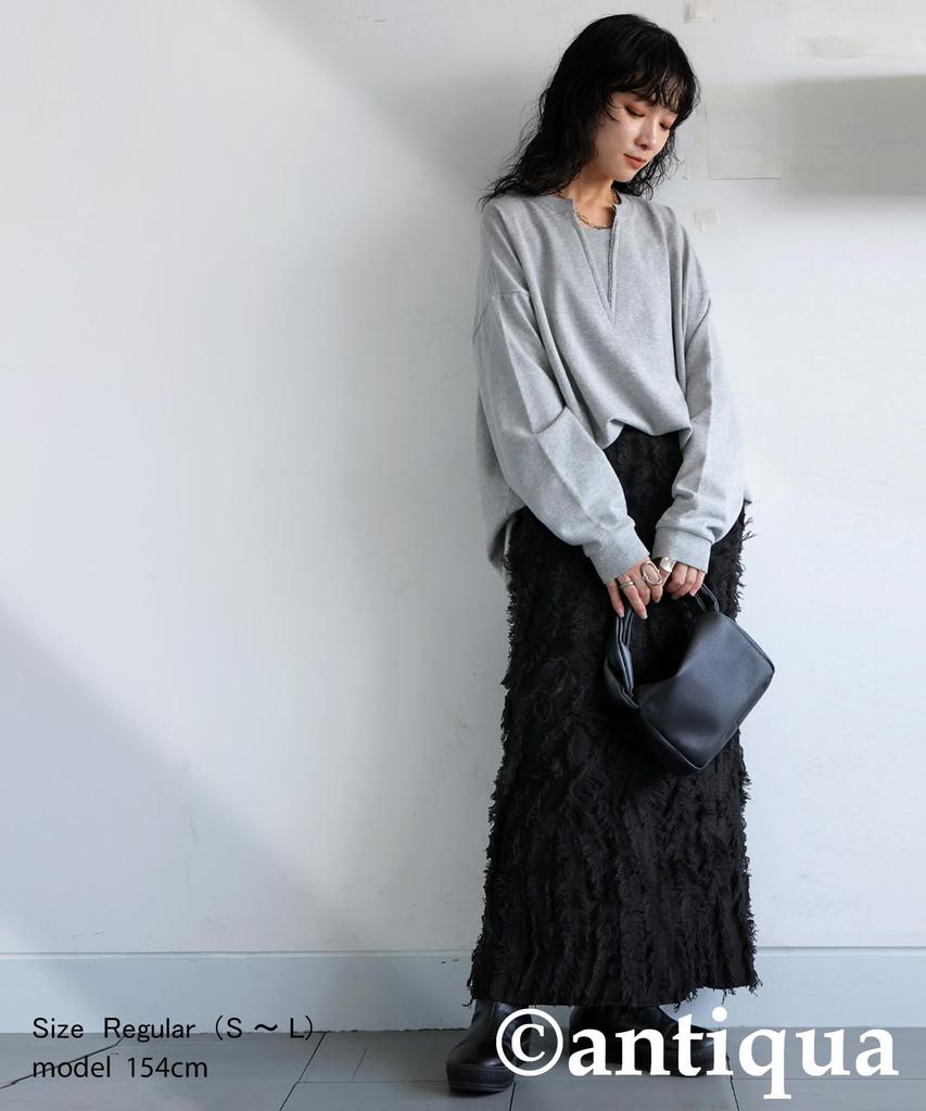 Antiqua Fringe Knit Plus to Size All Black Skirt, Women's, EP-00133, (equivalent L-XXL), 04,