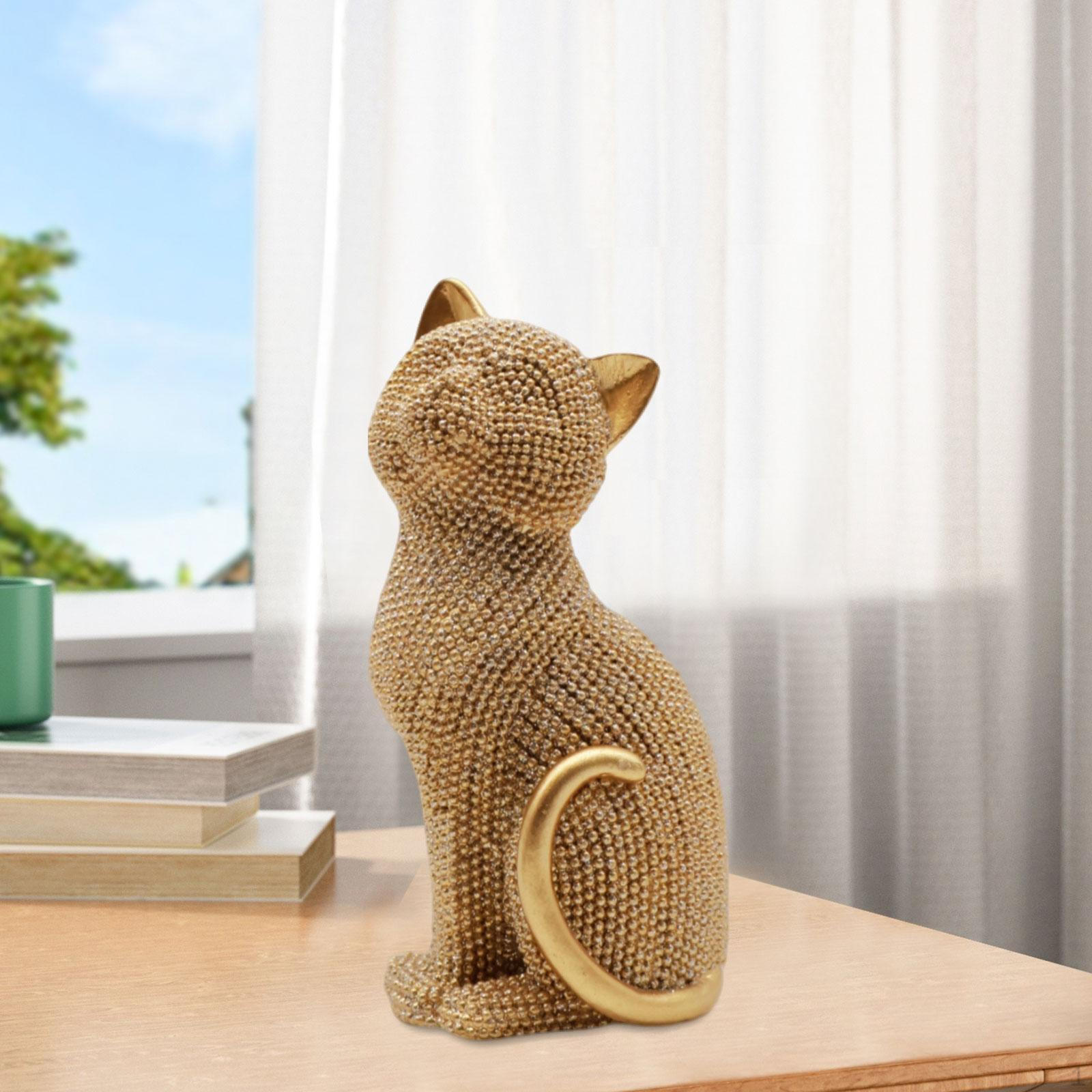 

Фигурка кошки из смолы коллекционное украшение для гостиной полки рабочего стола золотой
