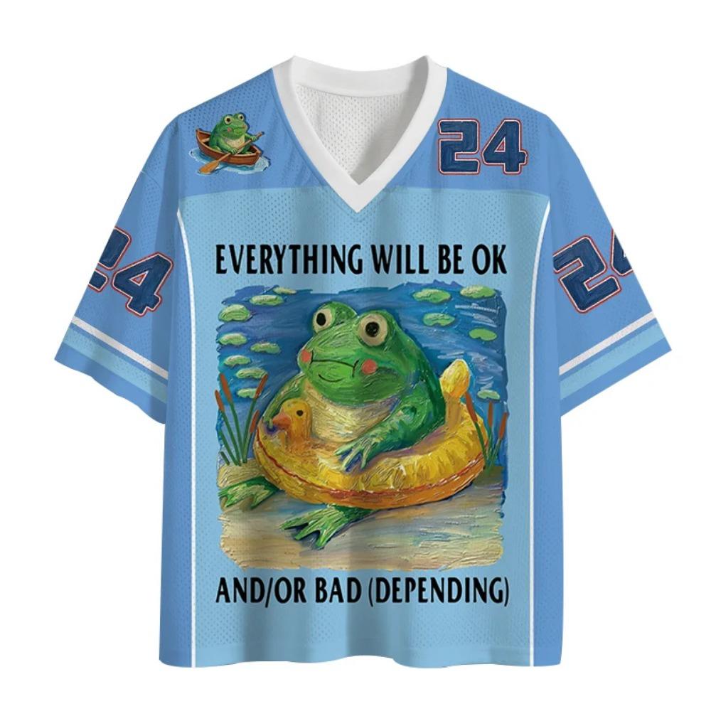Interesting Frog 3D Print Quick-dry Breathable Sports Men Women Vneck LooseTrend Tshirt Fashionable Street Y2K Parental Clothing