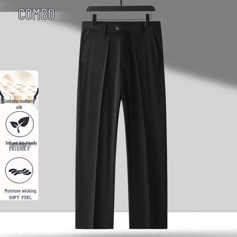 Kangbo Men's Summer Silk Blend Straight Trousers