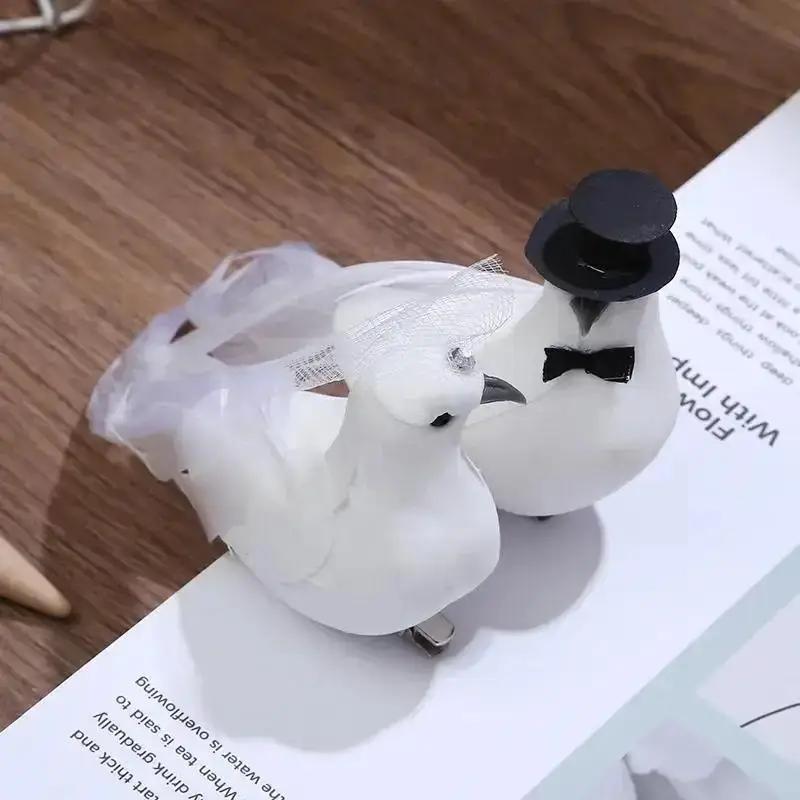 Love Peace Doves Bird Simulation Figurines Garden Hanging Decor Home Decor Creative Crafts White Couple Pigeons Plastic Feather