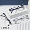3 PACK Retro Fashion Business Casual Men's Glasses Metal PC Mixed Material High Definition Reading Anti Blue Light Function