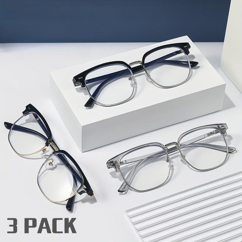 

3 PACK Retro Fashion Business Casual Men s Glasses Metal PC Mixed Material High Definition Reading Anti Blue Light Function