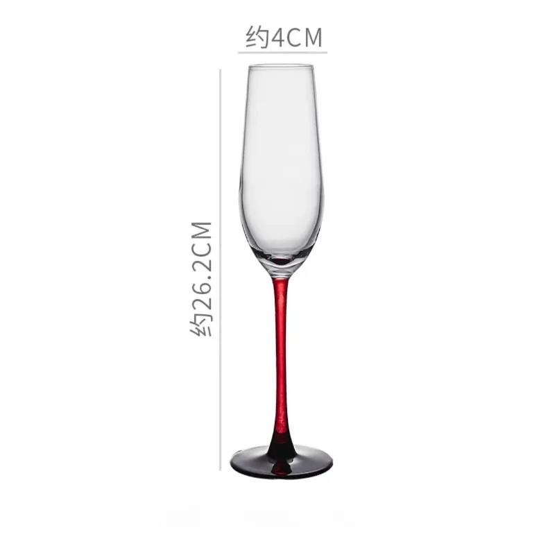 European Style Red Lever Champagne Glass Home Premium Feeling Creative Glass Red Wine Glass Highball Glass High-grade Wine Set