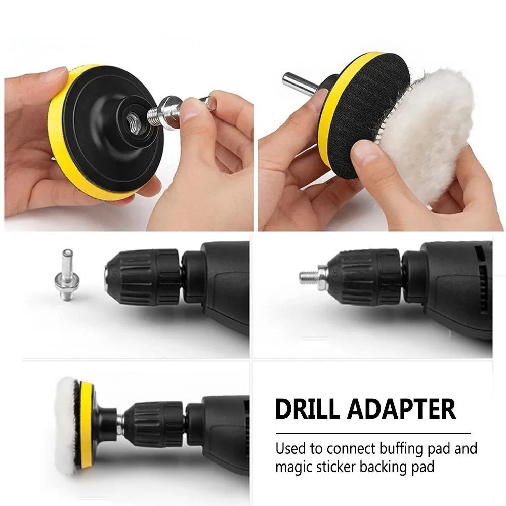 Nowy zestaw polerskich padów samochodowych Wełniane narzędzie do polerowania kół wiertniczych 6/7 cala Zestaw tarcz polerskich do polerowania samochodów Narzędzia do woskowania lakieru samochodowego
