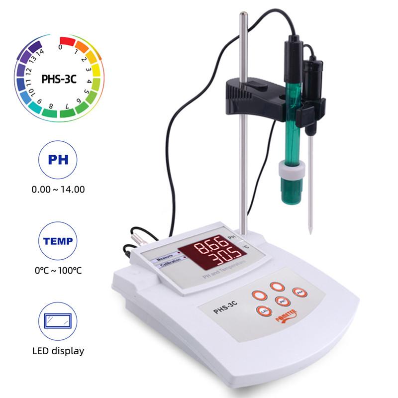 

2 In 1 PH/Temp PH Tester Water Quality Analyzer Desktop Automatic Calibration Acidity Meter for Laboratory Aquarium Pool EU Plug