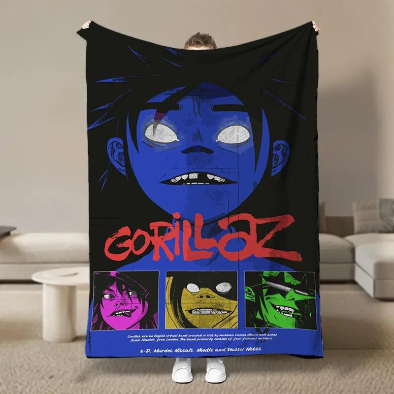 Wirtualny Zespół Rockowy Anime G-Gorillaz Miękkie Kocyki, Koc Grzewczy Komfortowy Koc na Piknik Łóżka Kanapę Domowy Sypialnia