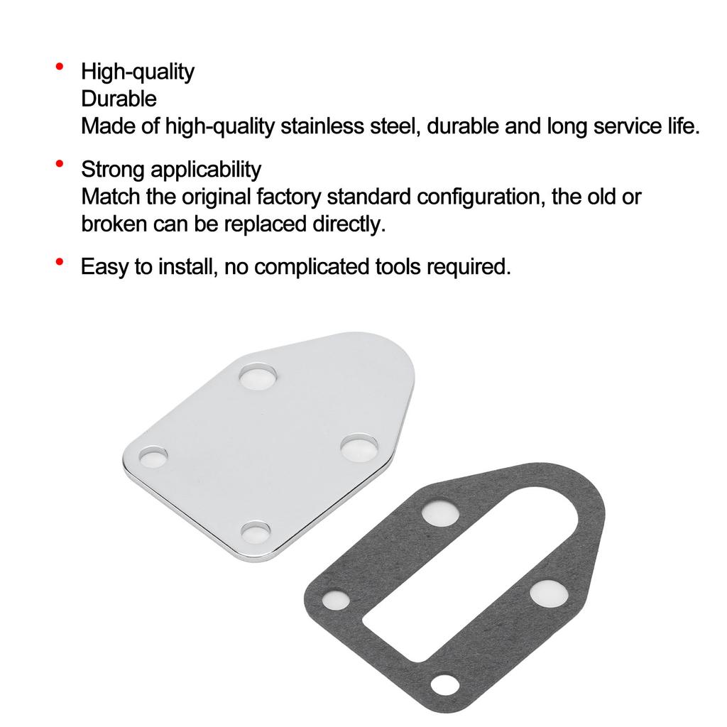 Fuel Pump Block Off Plate Without Holes Stainless Steel Replacement for Small Block Chevy V8 Engines From '55'00