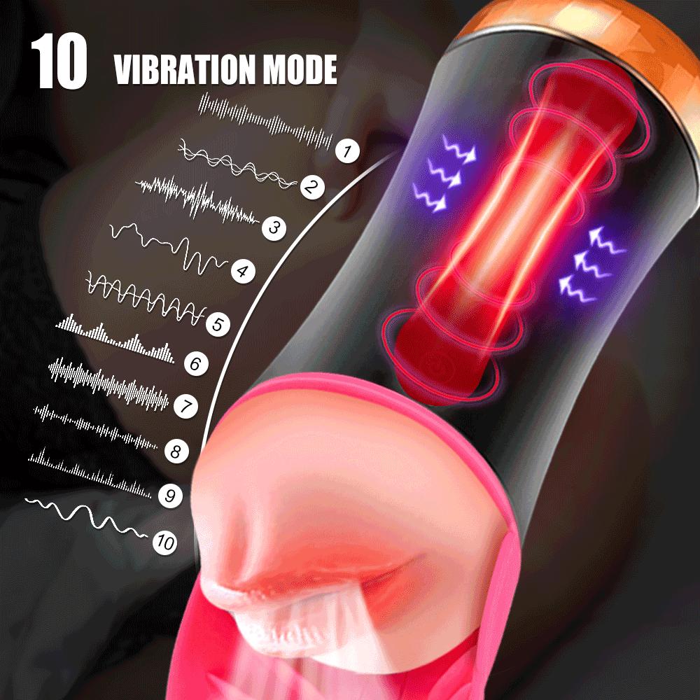 2 In 1 Automatic Masturbator Cup For Men Real Blowjob Machine Man Real Vagina Silicone Vibrator Masturbation Male Adult Sex Toy