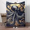 1PC Blue Dragon Moonlit Castle Flames Mist Print Blanket Flannel Material Soft Warm for All Seasons Home Outdoor Camping Picnics