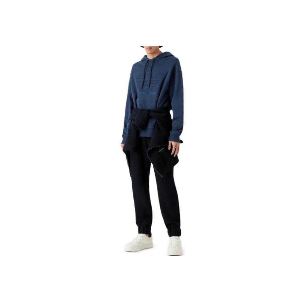 Emporio Armani Logo Print Loose Fit Long Sleeve Hoodie Men hoodies Navy-Blue 3R1M7Q-1JWEZ-0922