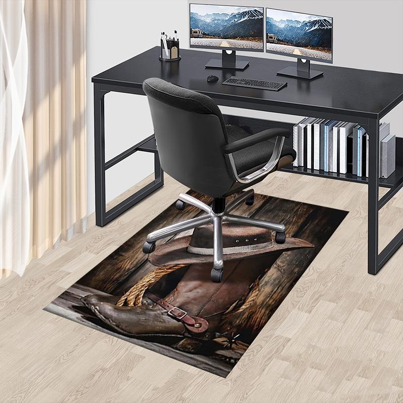 1PC Cowboy hat, leather boots Anti-slip carpet, suitable for Office, bedroomand playrooms. It can also be used as a sofa footrest cover-W27