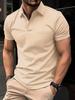 Men's Solid Color Button Short-Sleeve Polo Shirt
