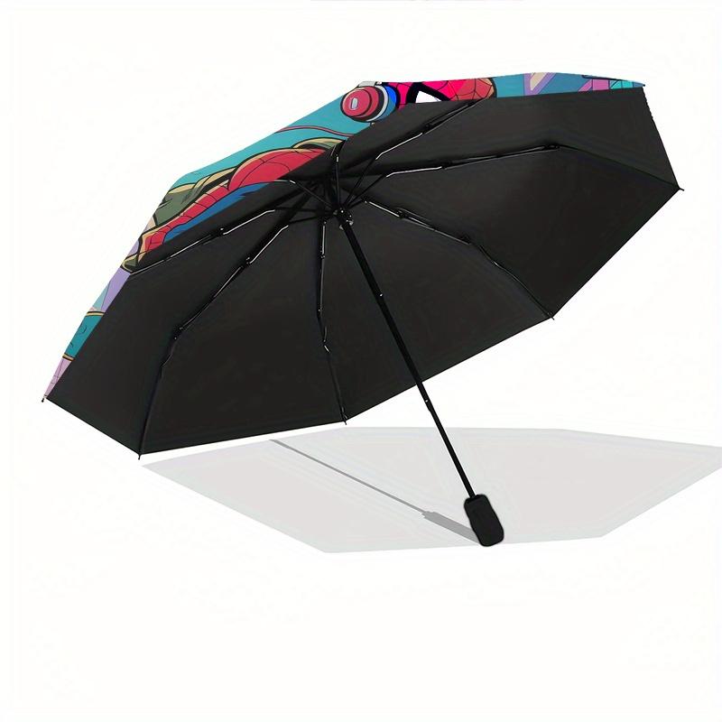 Spider-Man, Skateboarding Automatic Opening and Closing Umbrella, Compact Travel Umbrella, Lightweight and Portable, Suitable for Beach Comm