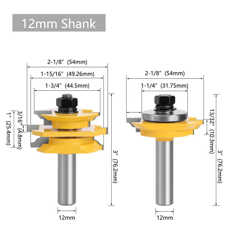 

Набор фрез для стеклянных дверей с хвостовиком 12 мм 1/2 дюйма, набор фрез для деревообработки, гравировальный станок 12mm shank жёлтый