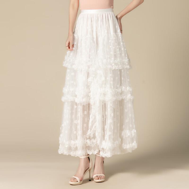 

Bailuyu High-Waist Mesh Maxi Skirt L