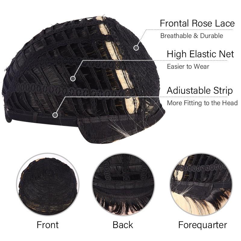 Womens Small Curly Wig Rose Net African High Temperature Fiber Cap