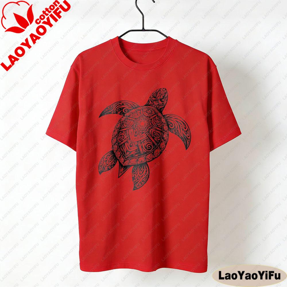 Turtle Tribal Drawing Tshirt Tribal Tattoo Graphic Printed TShirt Ocean Culture Clothing Retro Style Unisex Unisex Daily Life Tops S
