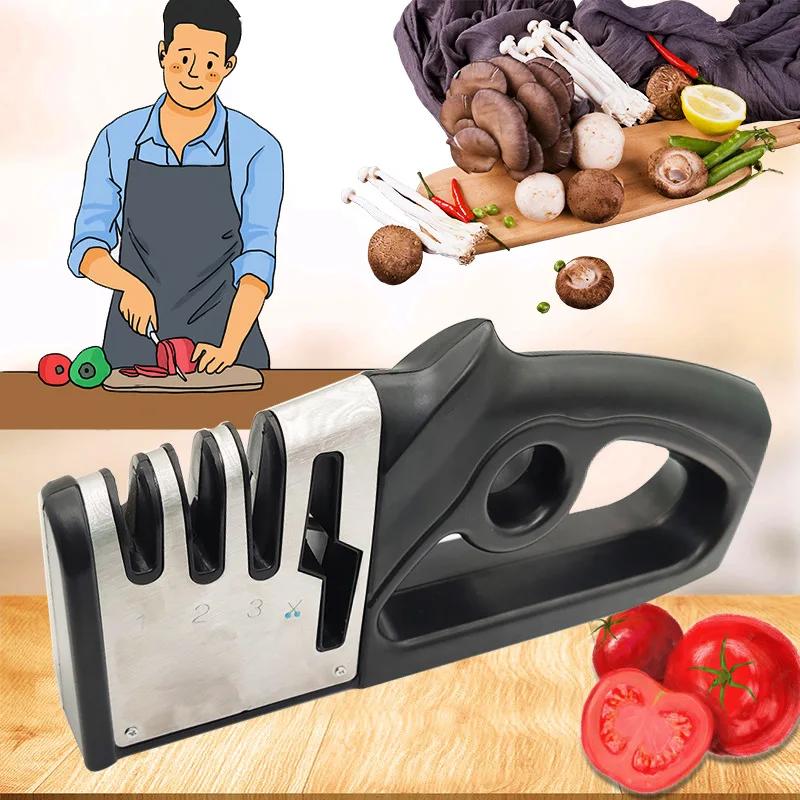 4 In 1 Knife Sharpener Handheld Non-Slip Multi-Function Quick Kitchen Utensils Professional Scissors Multifunction Sharpener
