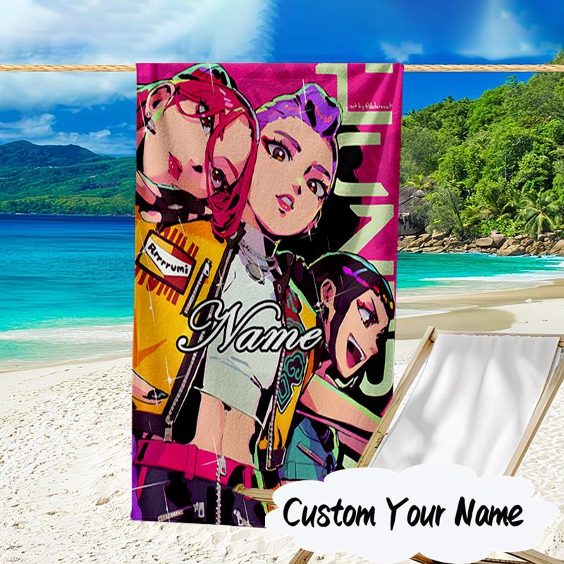 Custom Name Neon Dreamscape K-Pop Microfiber Beach Towel Super Soft & Absorbent for Bath, Beach, Travel Bath Time Accessory, Fan gifts