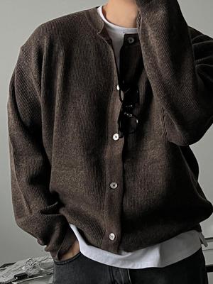 Hochwertiger Woll-Cardigan für Herren - Rundhals, Lässige Strickware für Herbst/Winter